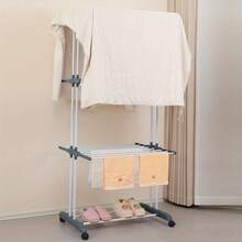 EZIFY Heavy Duty 4-Tier Rolling Clothes Rack Foldable Height Adjustable Laundry Drying Rack Holds 30+ Items Space-Saving For Bathroom Nursery Small Apartment - Xám - Xem 5