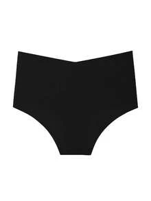 Aofeiqike 4条/包 高腰加大码女士性感无痕丁字裤，舒适透气休闲可爱无痕内裤，高弹光滑如膜内裤 - 黑色 - 查看 3