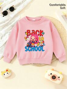 KPOPS Young Girls Casual Campus Sports Style Sweatshirts Back To School Season Clothing, Tween Girls Back To School Season Hot Devil Girl Print Top, Young Student Children's Clothing Long Sleeves, Cute Kpopdemonhunter Print, School Uniform, Casual Wear, Autumn And Winter Clothes KPOP Star Style, New Loose And Comfortable Kpopdemonhunter Dolls Print, Daily Casual Fashion Versatile Out Of The Street Back To School Season - 粉色 - 查看 4