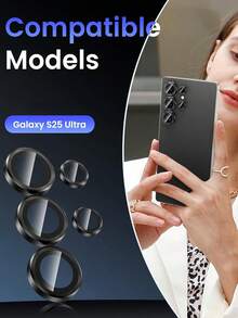 1 Set Of Galaxy S25 Ultra Camera Lens Protection Kit, Includes AR+AF Tempered Glass And 9H Anti-Scratch Metal Single Lens Cover, High-Definition Transparent, Titanium Black - Black - View 7