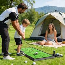 Golf Hitting Mat Training Equipment, Golf Practice Mat With Instant Swing Path Feedback, 3 Replaceable Golf Training Mats With Non-Slip Heavy-Duty Rubber Base - màu xanh lá - Xem 3