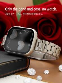 2条表带+手表保护壳套装，14毫米宽不锈钢可拆卸表带+PC硬质全保护表壳（含屏幕保护膜），兼容 Ultra 3/2/1/SE/S11/10/S9/8/7/6/5/4/3/2/1系列，尺寸38毫米、40毫米、41毫米、42毫米、44毫米、45毫米、49毫米 - 星光色 - 查看 6