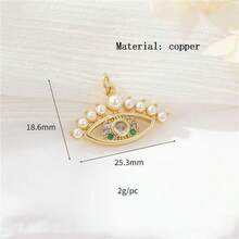 1件铜质时尚高端恶魔之眼个性化嘻哈吊坠，DIY手链项链耳环首饰配件 - 彩色 - 查看 8