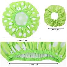 2 Packs Large Shower Caps For Women, Waterproof Shower Cap Double Layers Bath Caps With Hair Scrunchies For Long Thick Hair - Cyan, Yellow - View 2