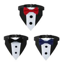 1pc Soft & Handsome Bow Tie Wedding Black Suit Pet Drool Bib Collar - 紅色 - 查看 3