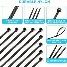 100根黑色加宽加厚自锁尼龙扎带，长300毫米，宽3毫米，塑料扎带，新型材料捆扎带，尼龙扎带，家用和办公塑料紧固件 - 彩色 - 查看 10