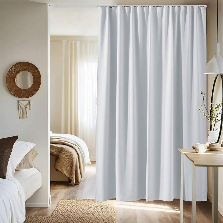 Patio Door Curtain Sound Blocking, Bedroom Privacy Room Divider Curtain Screen Partitions, Thermal Insulated Blackout Closet Sliding Door Curtain (1 Panel, 8.3ft Wide By 7ft Long, Gray) - 灰白色(附可調式天花板軌道) - 查看 1