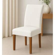 Chair Cover Set With 6 Units For Dining Room, Kitchen, Premium Knit Fabric - Blanco - Ver 2