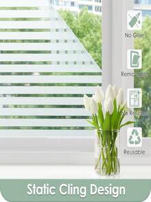 1 Roll Frosted Window Film, No Glue Needed, Static Cling, Privacy Protection, Opaque, UV Blocking, Suitable For Bathroom, Kitchen And Office - Multicolor - View 5