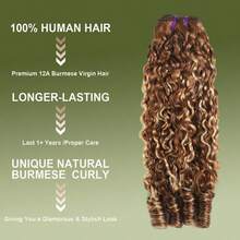 MENALUE Water Wave Burmese Curly Bundles Human Hair 24 26 28 Inches 3Pcs Honey Blonde Ombre Curly Human Hair Bundles Weave With Spiral End 3c4a Quick Weave Hair Bundles For Women 4/27 - 4月27日 - 查看 4