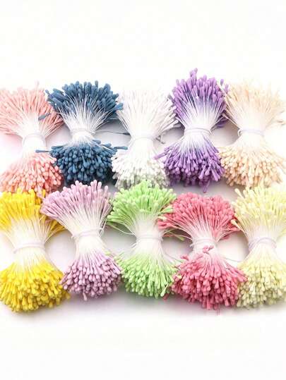 300-380/900-1140 piezas Estambre de flor artificial mate, cuentas del centro de la flor, capullo de flor, materiales de flor artificial hechos a mano para manualidades, accesorios de decoración floral para tocados