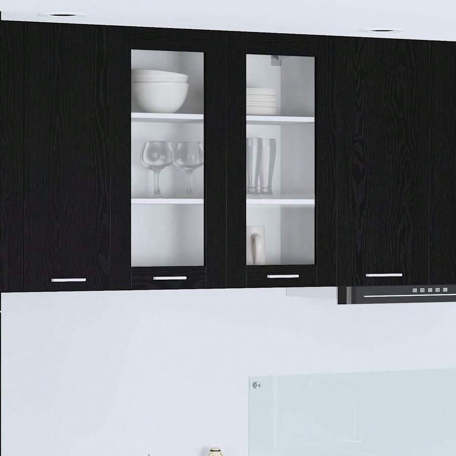 vidaXL Armoire suspendue Chêne noir 80 x 31 x 80 cm Bois d'ingénierie - Noir - Voir 1
