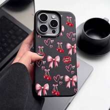 Beautiful bow For  17 17AIR 16 16E 15 14 13 12 11 Pro Max Plus  Large-frame   Breathable Press the key case, fashionable Lychee pattern anti-stain and   wear-resistant - DKLZW-Rosa-THDKEYHermoso lazo - Ver 3