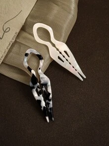 1pc French Acetate Hair Clip -7CM/11CM Small Ball Lazy Curly Hair Magic, Simple Hair Clip, U-Shaped Comb, Temperament Hanging From The Back Of The Head, Women's Ponytail Curling Accessories, Elegant Antique Hair Stick, Suitable For Women, Ponytail Tying, Formal And Daily Hairstyles - Parties, Weddings, Daily Use Hair Clips - Elegant Hair Accessories Gifts, Bun Extension, Hair Styling Pins, Pins For Hair - Multicolor - View 6