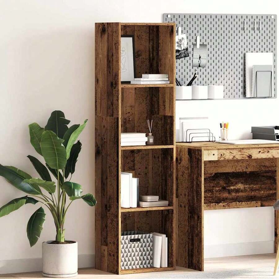 vidaXL Bibliothèque vieux bois 40x30x152 cm bois d'ingénierie - Tabac - Voir 1