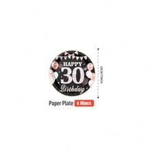 30th Birthday Diamond Black Background Disposable Plates, Napkins, Cups - One-Time Party Supplies Set, Fits 25 Guests, Disposable Paper Plates Party Tableware Suitable For Birthday, Wedding, Theme Party, Family Picnic - Multicolor - View 11