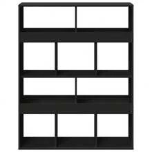 vidaXL Cloison de separation black 100x33x125.5 cm wood engineering - nero - Visualizzare 4
