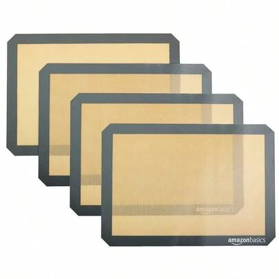 NonStick, Food  Baking Mat Pack Of 4,Beige Gray