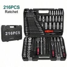 216pcs 1/2" 1/4" 3/8" Socket Wrench Spanner Set With Bits Mechanic Tool Kit - 216-piece - View 2