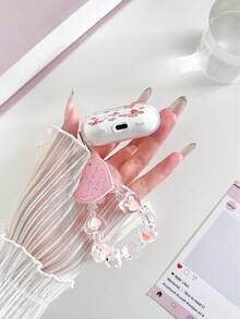 Butterfly Painted Transparent Attached Heart Bracelet Suitable For Compatible With Airpod Case, Headphones, Compatible With Airpods Pro 3 Case, Compatible With AirPods Pro (2nd Generation), Compatible With AirPods 3, Compatible With AirPods Pro, Compatible With AirPod1/2, Compatible With Airpods 4 Case Cover - Multicolor - View 6