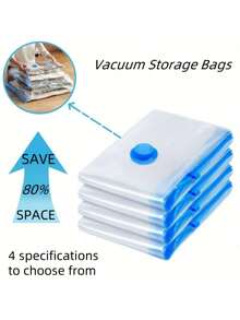 4pcs Extra Large Vacuum Storage Bag Set, Space-Saving, Reusable, Waterproof And Moisture-Proof Compression Bags, Suitable For Clothes And Bedding, Travel Luggage, Blankets, Quilts, Suitable For Dormitories, Wardrobes, And Moving - Clear - View 2