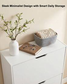 Shoe Cabinet With 3 Flip Drawers, Slim Wooden Shoe Storage Organizer For Entryway, Hallway & Living Room, Space-Saving Hidden Shoe Rack With Adjustable Shelves, Modern Entryway Furniture - 白色 - 查看 6