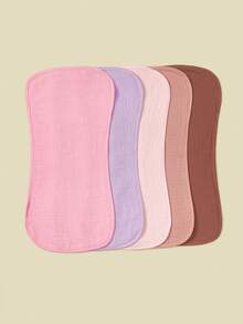 5pcs/Pack Soft Cotton Muslin Baby Bibs For Boys & Girls, Floral, Whale Design, Comfortable Multi-Use Burp Cloths - Multicolor - View 8