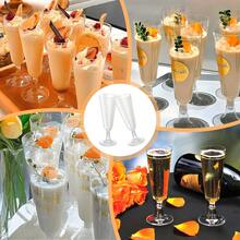 PUREDOVE 5/10/20/25/30/50pcs Transparent Plastic Champagne Glasses, Gold Glitter Party Decor, 130ml/5oz Reusable Clear Plastic Champagne Flute Cups, Durable And Elegant Flute Shape Wine Glasses, Suitable For Weddings, Cocktail Parties, Holidays, Christmas, New Year - Transparent - View 5