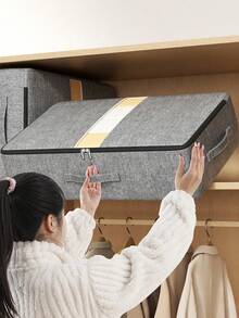 1 pieza Bolsa de almacenamiento gris visible debajo de la cama, aprovechando totalmente el espacio debajo de la cama, bolsa de almacenamiento para la parte superior del armario, resolviendo fácilmente los problemas de almacenamiento, bolsa de almacenamiento plana, bolsa de almacenamiento para cajones, bolsa de almacenamiento para edredones, bolsa de almacenamiento para ropa, fácil de doblar, adecuada para el almacenamiento en el dormitorio, almacenamiento en la parte inferior de la cama, decoración de la habitación, almacenamiento de ropa de temporada, etc., canasta de almacenamiento, organizadores, artículos de la habitación, cestas de regalo, cesta, organizador de dormitorio, cesta organizadora, cesta de escalera, canastas de Pascua, cesta de madera, linda canasta de regalo, para volver a la escuela - Gris - Ver 3