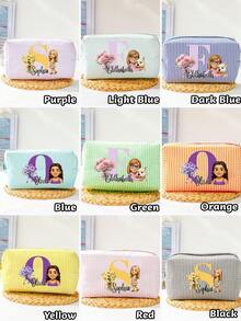 Customized DTF Embroidered Name Makeup Bag, Travel Cosmetic Bag, Sanitary Pad Storage Bag, Personalized Organizer Bag, Makeup Pouch, Travel Accessories, Multi-Functional, Space-Saving, Letter, Stripe, Exquisite, Fashionable, Tidy, Minimalist, Casual, Basic, Unique, Gift For Girls, Wedding Gift, Bridal Gift, Wedding, Wedding Supplies, Holiday Gift, Ideal Gift For Girlfriend, Family, Friends, Anniversary - Multicolor 2 - View 3