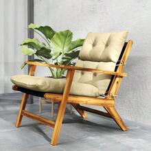 Seat Cushion, 115x56 Cm Chair Cushion With Ties, Backrest, 10cm Thick Padding, Water-Repellent Seat Pad For Home, Garden, Office Chairs, Beige - Beige - View 6