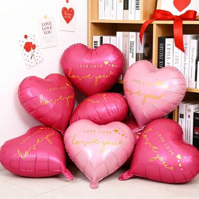10个红色/粉色/酒红色18英寸哑光“爱你”印花气球，适用于婚礼季、情人节、订婚、求婚、婚礼、生日派对装饰、拍照道具