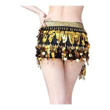 Sequin Coins Fringe Belly Dance Hip Scarves Tassel Dance Belt Skirt Women - 均碼 + 金色 - 查看 5