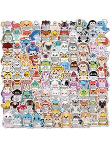 112 piezas Pegatinas de animales de dibujos animados lindos con citas inspiradoras, pegatinas decorativas DIY, pegatinas con frases motivacionales - Multicolor - Ver 1