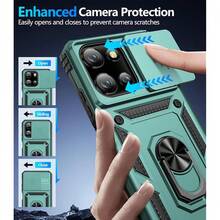 For  Moto G 2025/G 2026/G Play 2026 Case With Screen Protector & Slide Camera Lens Cover, Built-In Ring Stand Case For Moto G 2026/G 2025/G Play 2026 (Green) - Green - 查看 7