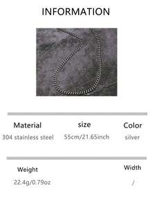 VJS 1条时尚简约不锈钢NK链，链，嘻哈哥特风男士项链 - 銀色 - 查看 6