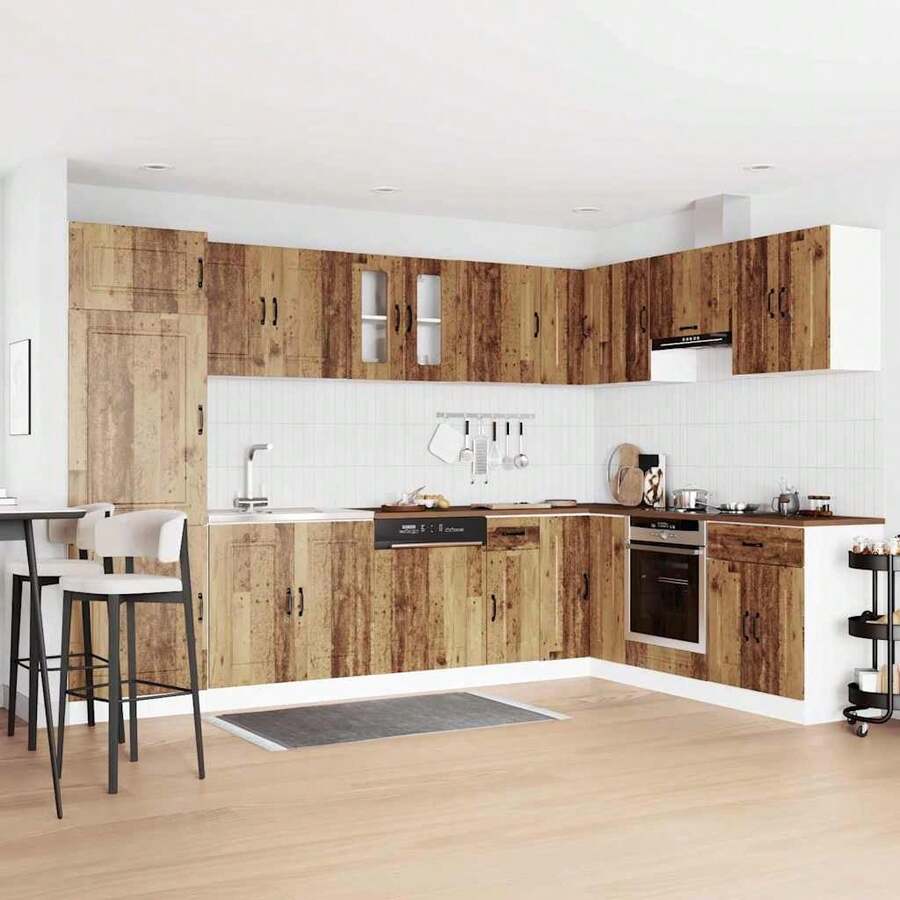 vidaXL Armoire de cuisine Kalmar Bois ancien 80 x 46 x 81,5 cm - Tabac - Voir 1