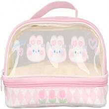 Estuche para Lápices Kawaii Doble Capa Transparente Impermeable Rosa con Asa Ideal para Niñas en la Escuela - como en la foto - Ver 2