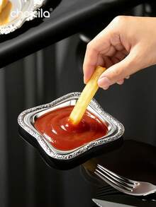 choxila 1/2/3件套磨砂金边杯托，方形杯托，杯垫，餐盘，枣盘，糖果盘，适用于家庭、咖啡馆、斋月 - 銀色 - 查看 6