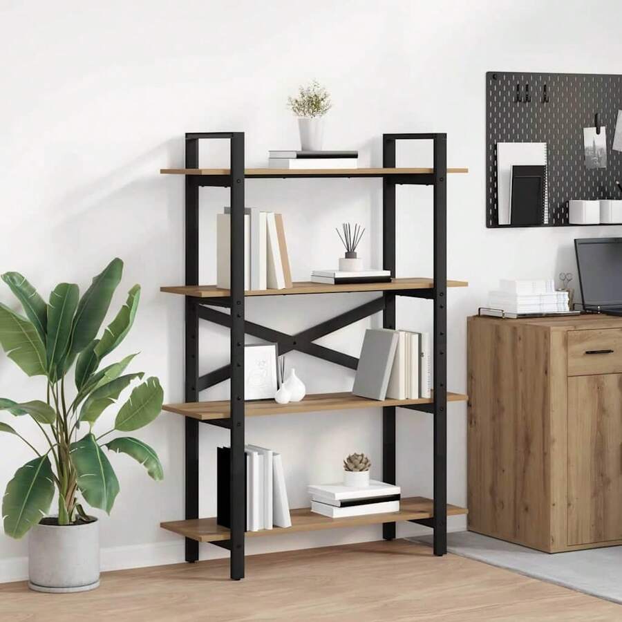 vidaXL Étagère Chêne artisanal 100 x 33,5 x 140 cm Bois d'ingénierie - Tabac - Voir 1