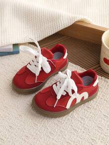 1双婴儿真皮休闲运动鞋，低帮户外多功能幼儿校鞋，春季款 - 紅色 - 查看 1