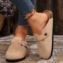 For Outdoor Comfort And Elegance Flats Shoes For Women Stylish And Versatile Slippers Flats Shoes With Comfort Cork Footbed Summer Slides Shoes Sandals For Women Outdoor Walking Travel - 杏色 - 查看 7