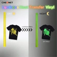 CHEONET 夜光热转印乙烯基卷材 - 30x30厘米，30x100厘米，适用于T恤、DIY服装、热压印花、工艺材料