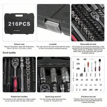 216pcs 1/2" 1/4" 3/8" Socket Wrench Spanner Set With Bits Mechanic Tool Kit - 216-piece - View 10