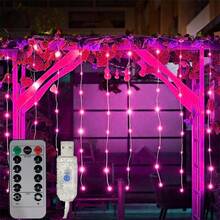 Luces de cortina LED con 8 modos, alimentadas por USB, luces de ambiente para boda, Año Nuevo, Día de San Valentín, dormitorio, sala de estar, decoración de pared, cumpleaños, fiesta, decoración de ventana interior (control remoto no incluido con batería) - Luz de cortina USB - Ver 21