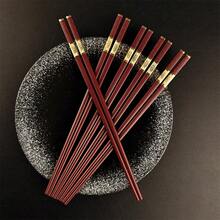 5 Pairs "Fu" Pattern Red Chopsticks Set 24.9cm/9.8in Chinese Chopstick Korean Japanese Sushi Chop Sticks Set Kitchen Chopstick Gift - Red - View 3