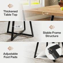 LITTLE TREE Square Dining Table Set Of 6, 31.5" Industrial Dinner Table With Metal Base, Kitchen Table For Dining Room, Small Space, Apartment - Apricot - View 6