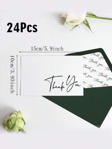 12/24pcs Thank You Cards With Envelopes, Green Envelopes And Gold Stickers, Simple Thank You Cards Bulk With Envelopes, Suitable For Weddings, Baby Showers, Graduations - Multicolor - View 11