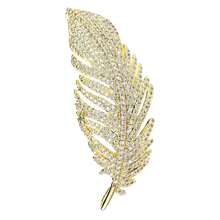 Luxury Exquisite Full Rhinestone Feather Brooches For Women Girls Elegant Temperament Brooch Fine Jewelry Accessories Gifts - 金子 - 查看 8