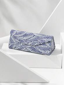 1 pieza Estuche plegable para gafas con estampado de hojas, diseño geométrico, casual y portátil, unisex - Multicolor - Ver 11